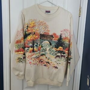 Scenic Autumn Print Sweater